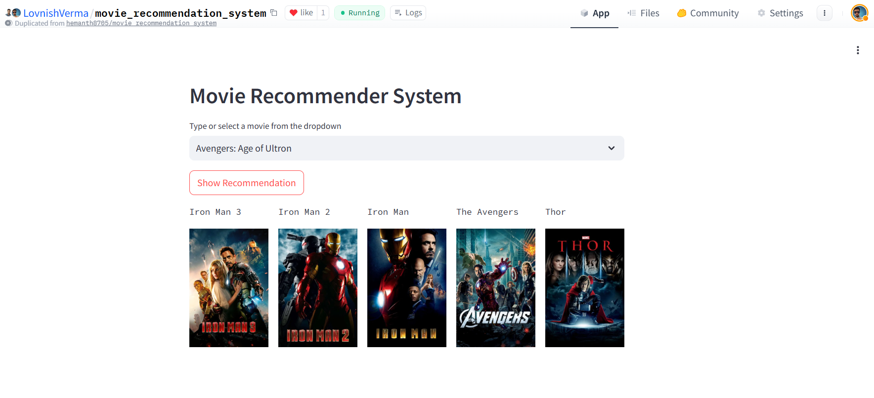 Movie Recommender System